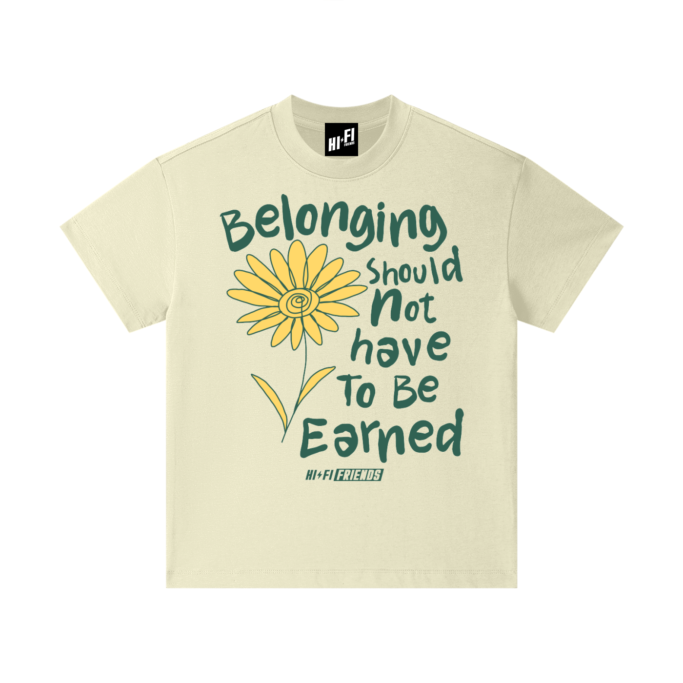 Belonging Should Not Have to Be Earned design on a heavyweight, sensory-friendly youth tee.