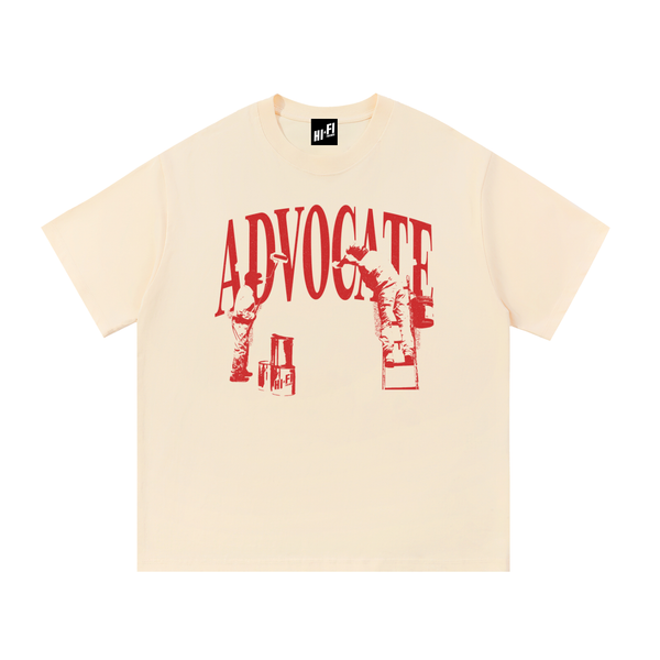 Advocate design on a unisex tee.