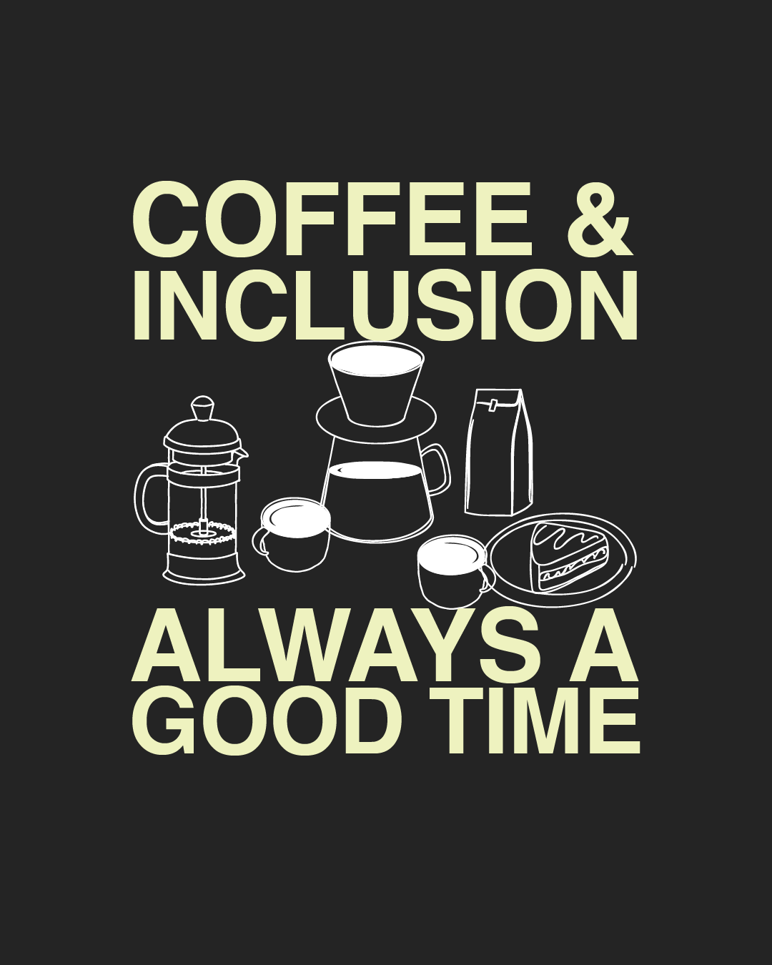 Coffee and Inclusion // Unisex Snow Washed Black Oversized Tee