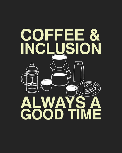 Coffee and Inclusion // Unisex Snow Washed Black Oversized Tee