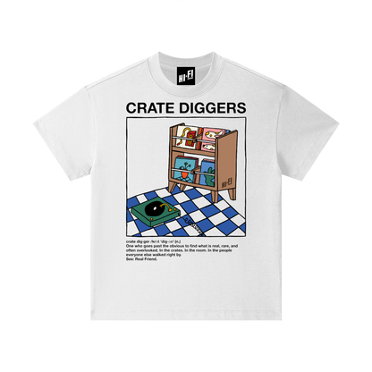 Crate Diggers design on a heavyweight, sensory-friendly youth tee.