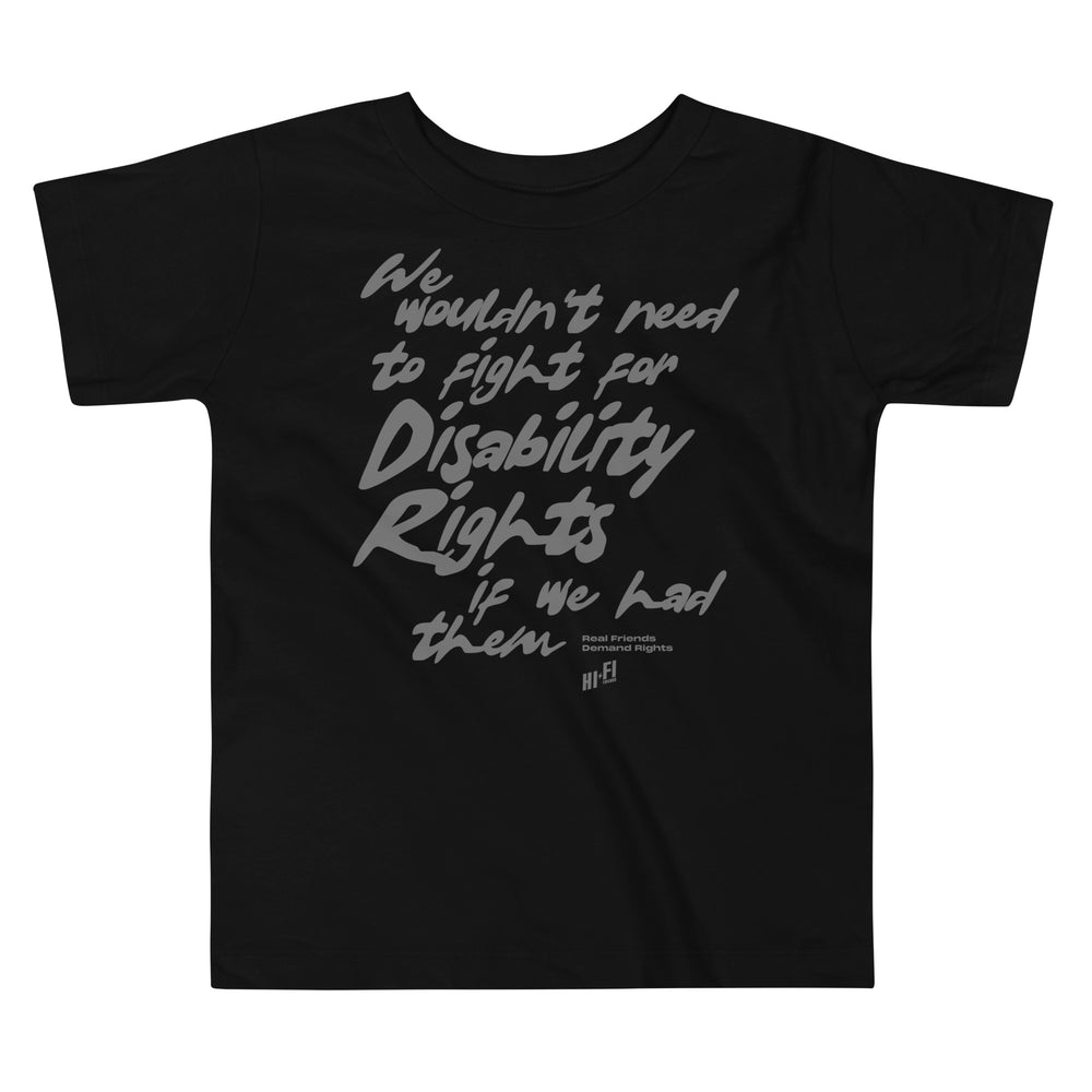 Disability Rights design on a tagless, sensory-friendly toddler tee.