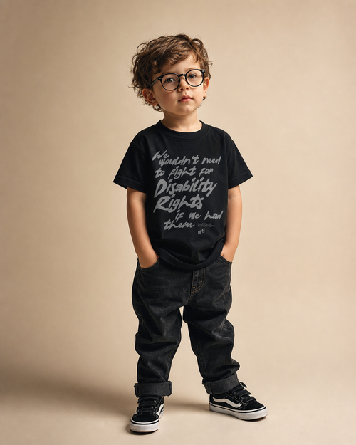 Disability Rights design on a tagless, sensory-friendly toddler tee.