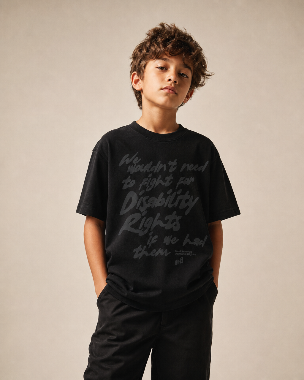 Disability Rights design on a heavyweight, sensory-friendly youth tee.