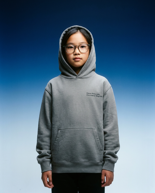 Disability Rights design on a sensory-friendly youth hoodie.
