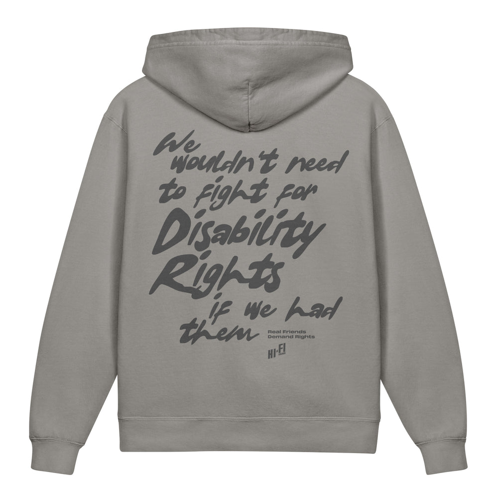 Disability Rights design on a sensory-friendly youth hoodie.
