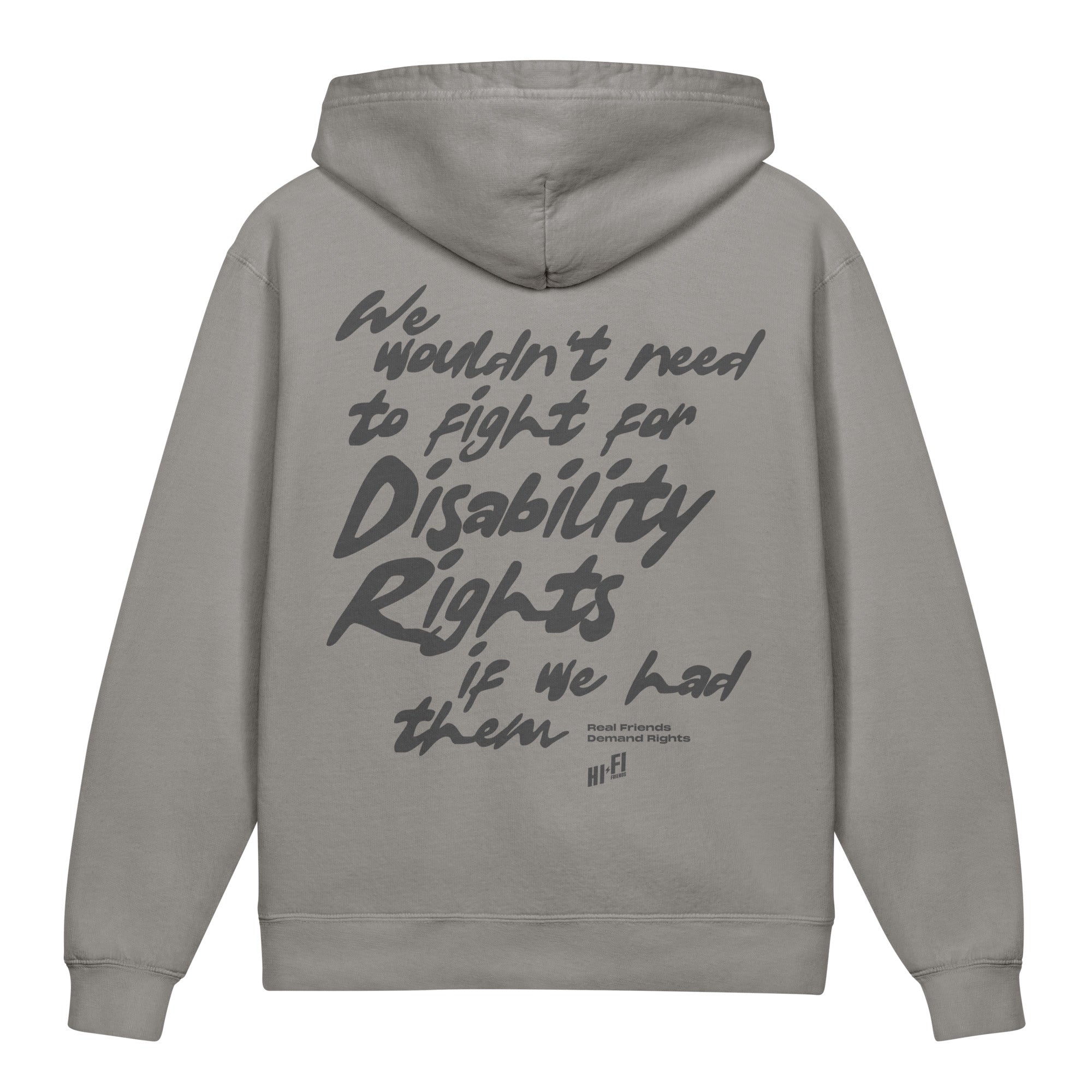 Disability Rights design on a sensory-friendly youth hoodie.