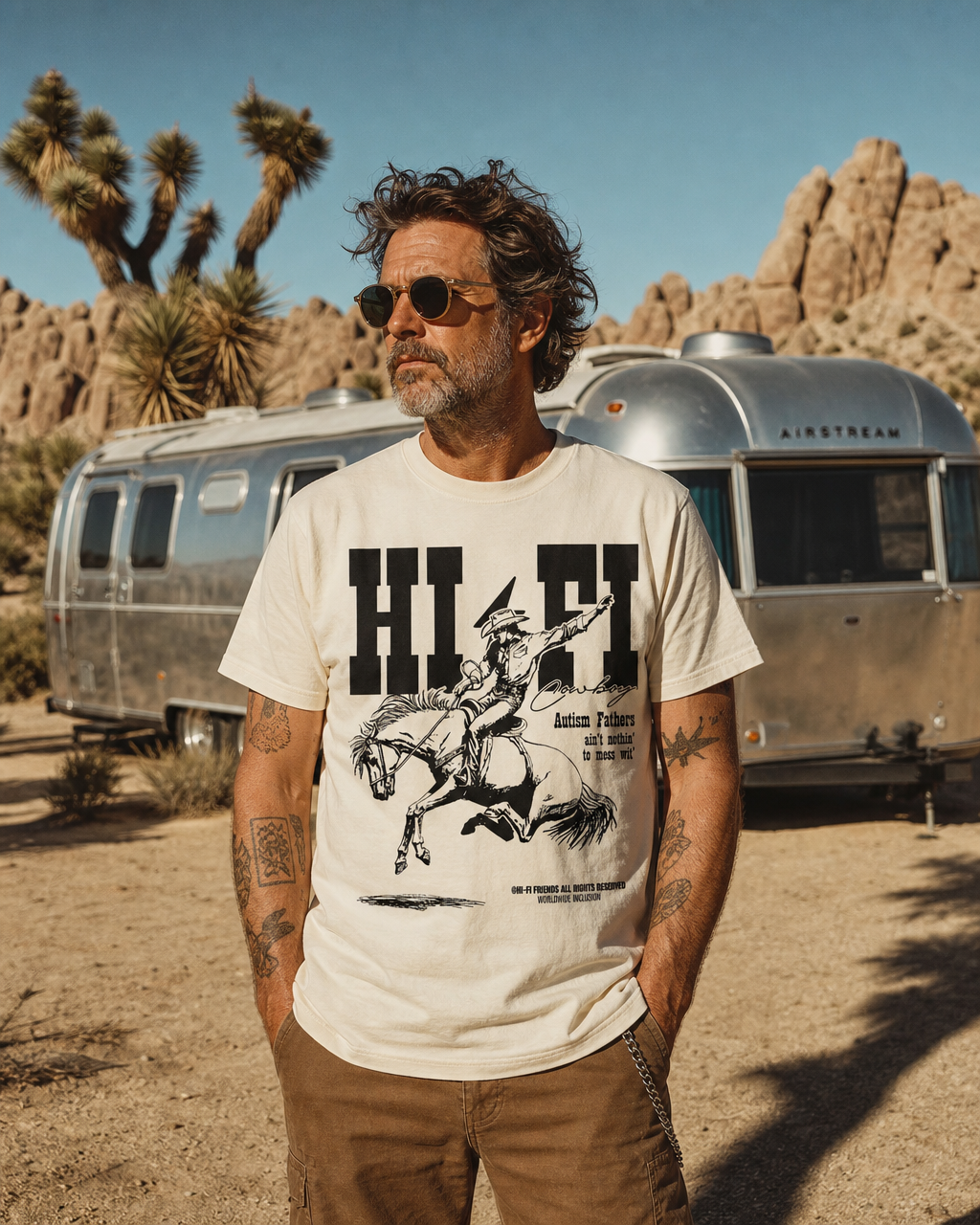 Cowboy design graphic tee from the Hi-Fi Fathers inclusive collection.