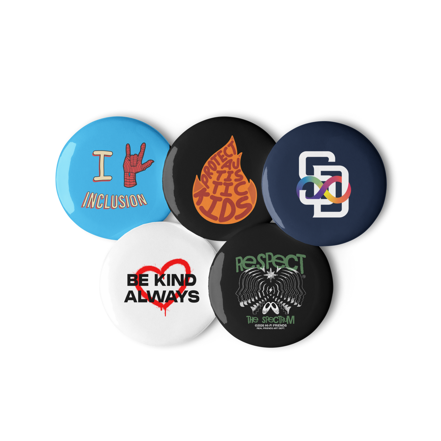 Button Volume 1 // Set of 5 2.25" Pin Buttons