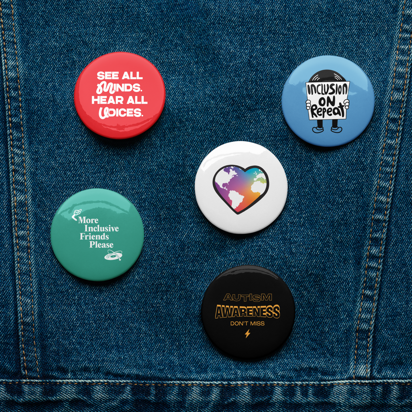 Button Volume 3 // Set of 5 2.25" Pin Buttons