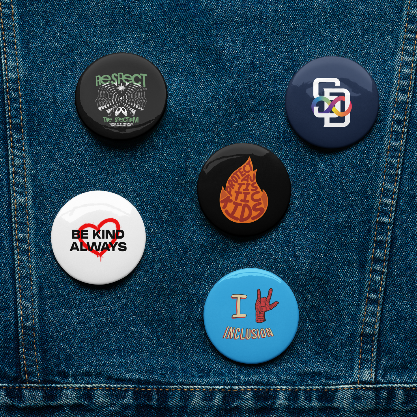 Button Volume 1 // Set of 5 2.25" Pin Buttons