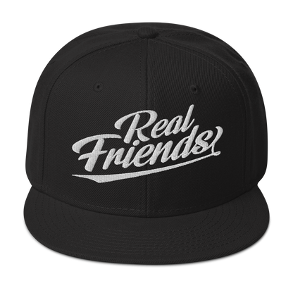 Real Friends baseball snapback hat in a structured, high-profile 6-panel design.