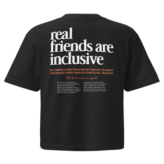 Women’s We Build Inclusion Together heavyweight boxy tee in a structured, mid-length silhouette.