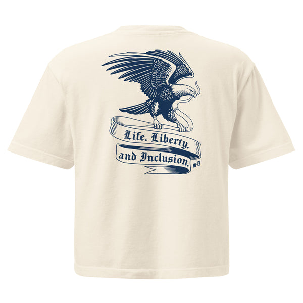 Life. Liberty. and Inclusion. Boxy Tee — Ivory