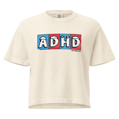 Women’s ADHD Freeze heavyweight boxy tee in a structured mid-length fit.