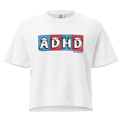 Women’s ADHD Freeze heavyweight boxy tee in a structured mid-length fit.