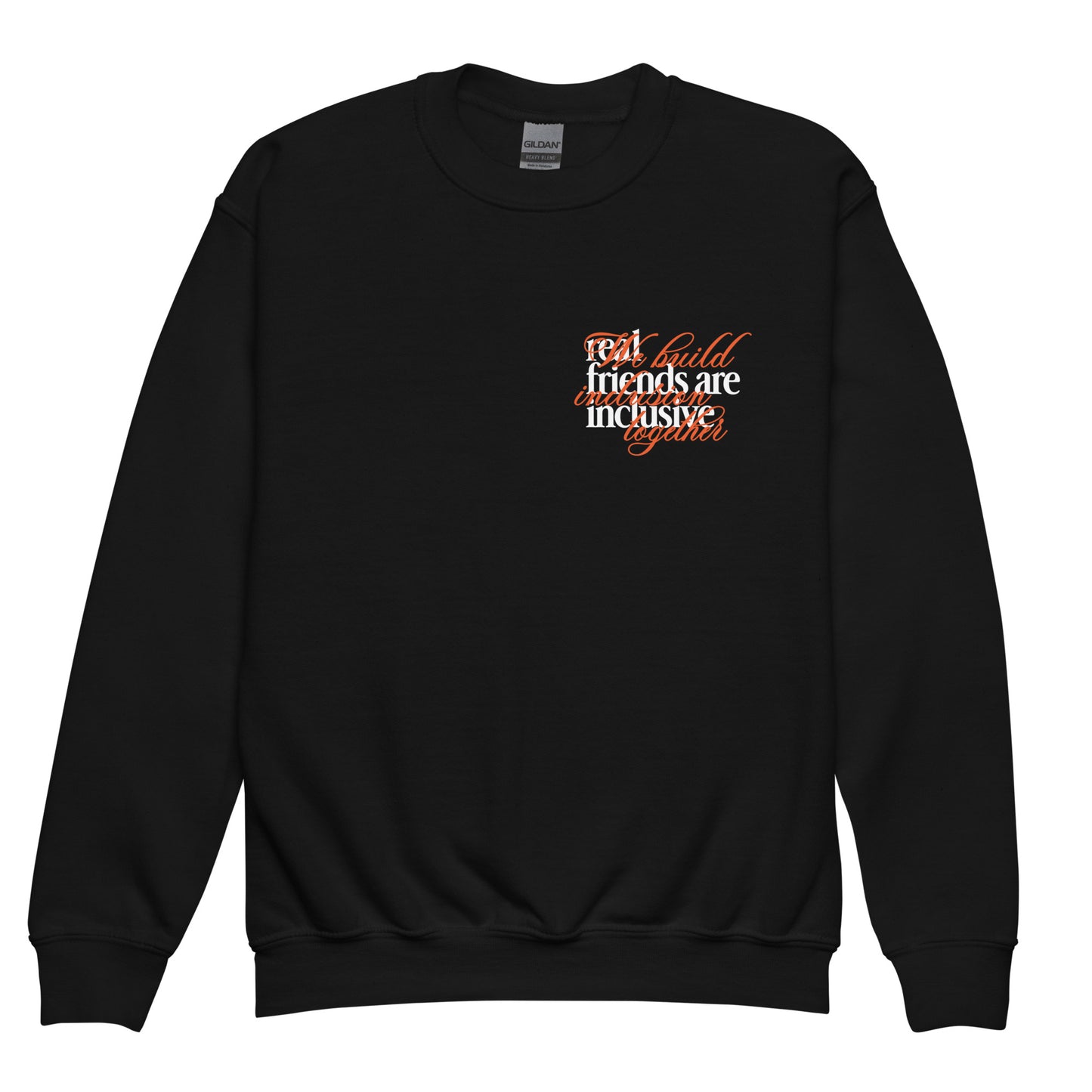 Youth We Build Inclusion Together crewneck sweatshirt in a structured midweight fleece.