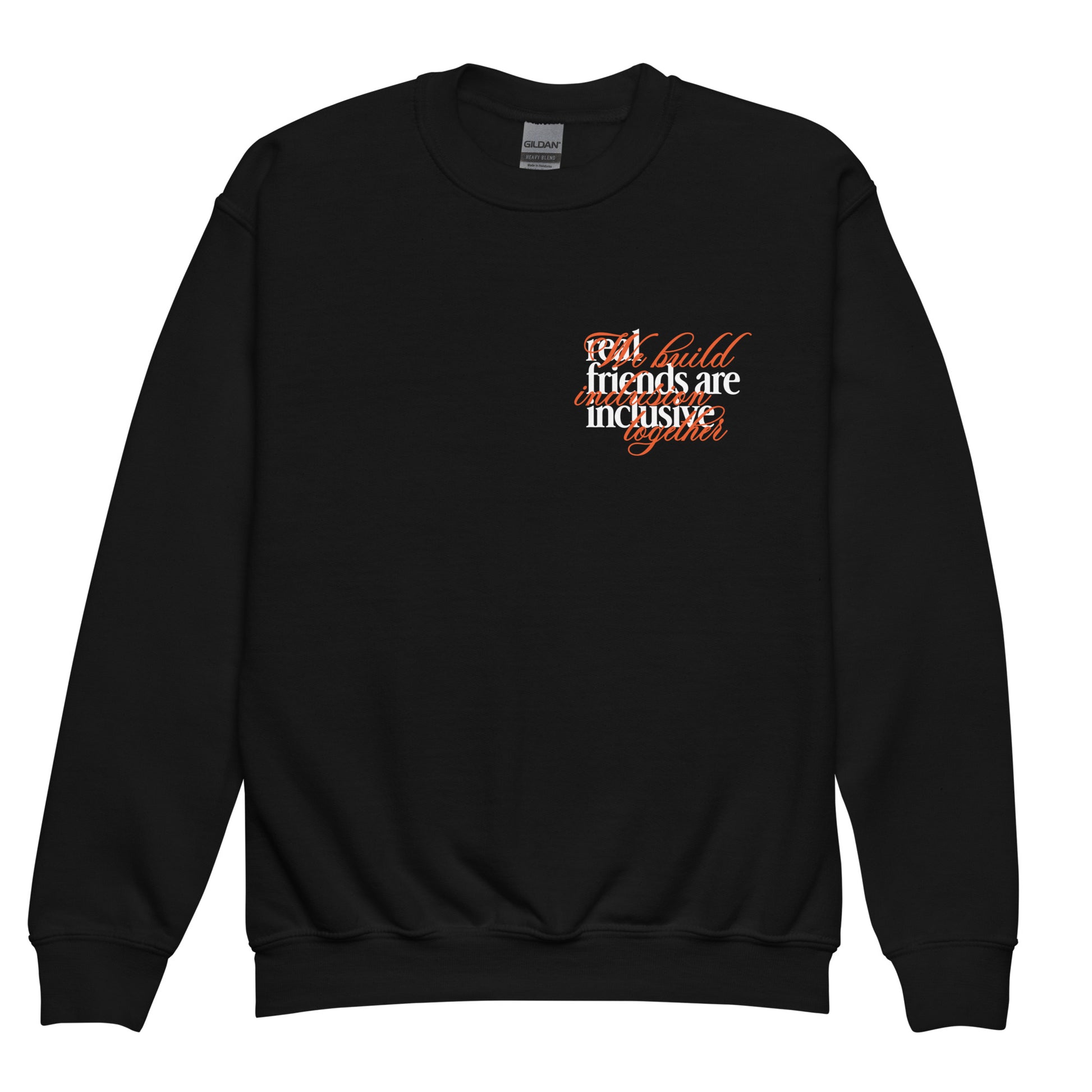 Youth We Build Inclusion Together crewneck sweatshirt in a structured midweight fleece.