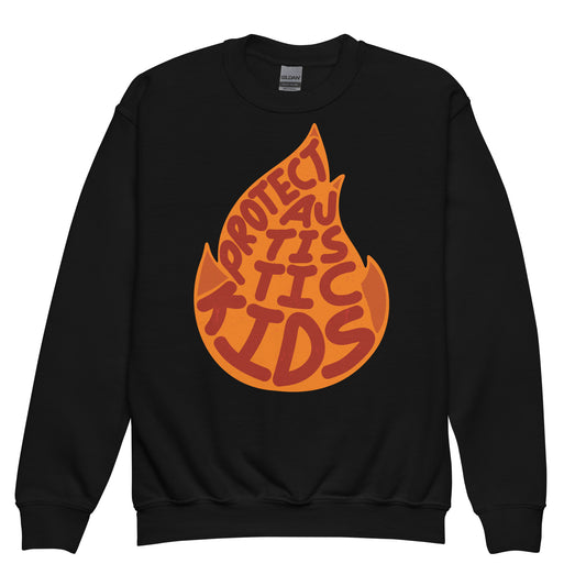 Youth Protect Autistic Kids crewneck sweatshirt in a classic regular fit.