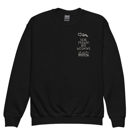 Youth Real Friends Attributes crewneck sweatshirt in a classic regular fit.