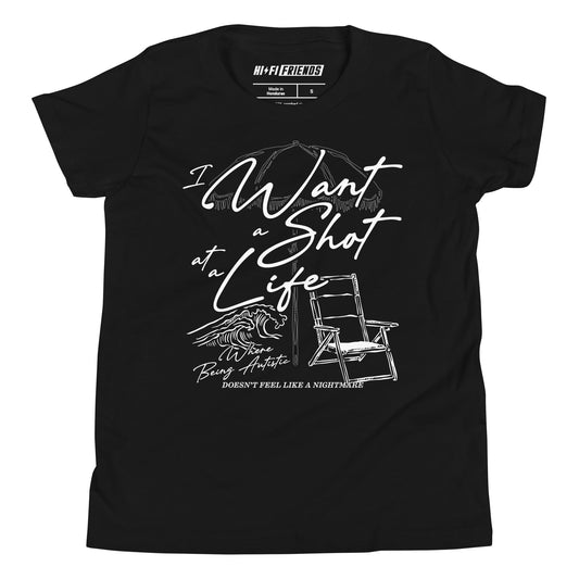 Youth Shot at Life short sleeve t-shirt in a relaxed unisex fit.