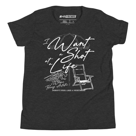 Youth Shot at Life short sleeve t-shirt in a relaxed unisex fit.