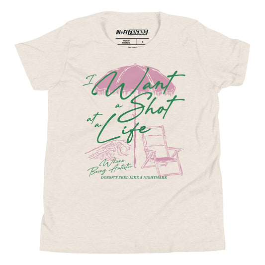 Youth Shot at Life short sleeve t-shirt in a relaxed unisex fit.